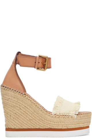 See by Chloé: Off-White Glyn Wedge Espadrilles Sandals | SSENSE