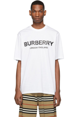 Burberry: White Letchford Logo T-Shirt | SSENSE