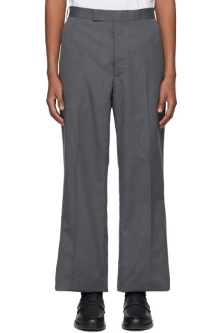 Thom Browne: Grey Typewriter Unconstructed Belt Loop Trousers | SSENSE