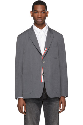 Thom Browne: Grey Typewriter Cloth Unconstructed Blazer | SSENSE