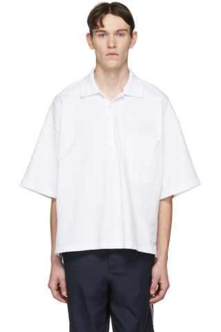 Thom Browne: White Oversized Classic Polo | SSENSE