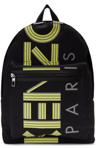 Kenzo: Black Large Reflective Logo Backpack | SSENSE