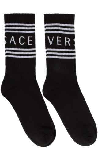 Versace: Black Ribbed Athletic Socks | SSENSE