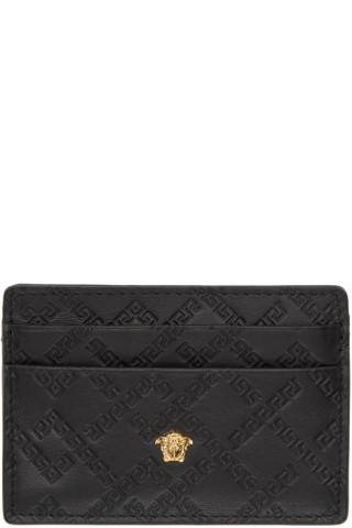 Versace: Black Greek Key Card Holder | SSENSE