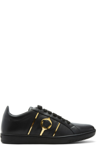 Versace: Black Leather Martin Sneakers | SSENSE