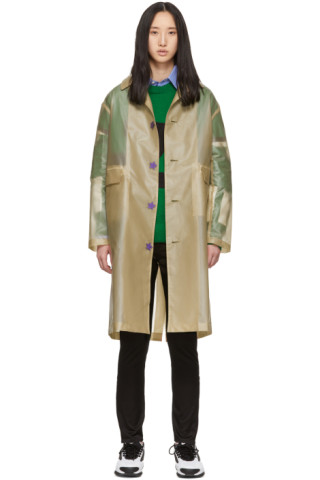 UNDERCOVER: Beige Translucent Logo Trench Coat | SSENSE