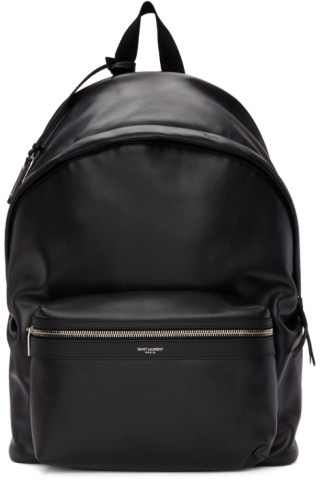 Saint Laurent: Black Leather City Backpack | SSENSE