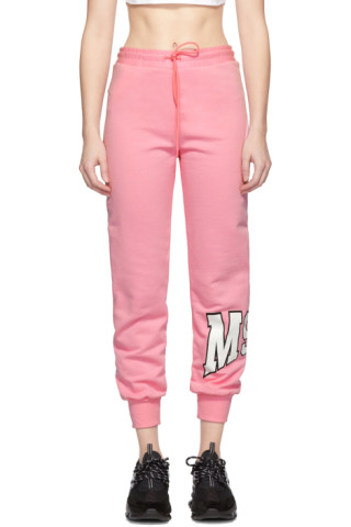 MSGM: Pink Palm Tree Logo Lounge Pants | SSENSE