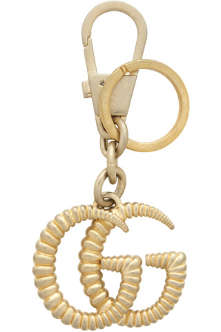 Gucci: Gold Rib GG Keychain | SSENSE