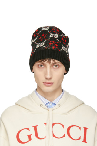 Gucci: Black GG Supreme Diamond Beanie | SSENSE