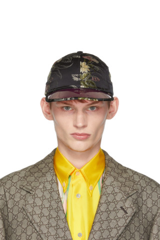 Gucci: Black Floral Sun Visor Hat | SSENSE