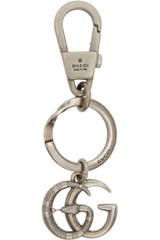 Gucci: Silver GG Marmont Snake Keychain | SSENSE
