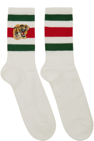 Gucci: White Tiger Socks | SSENSE