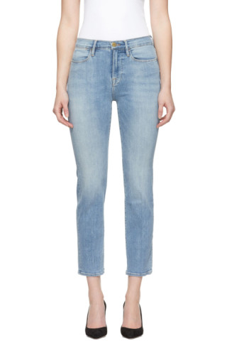 FRAME: Blue 'Le High Straight' Jeans | SSENSE