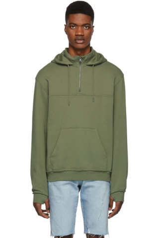 FRAME: Green Half-Zip Hoodie | SSENSE