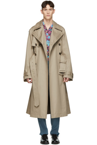 Valentino: Beige Oversized Trench Coat | SSENSE