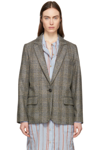 Isabel Marant Etoile: Beige & Grey Charly Oversized Blazer | SSENSE