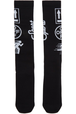 Off-White: Black & White Long Sports Socks | SSENSE