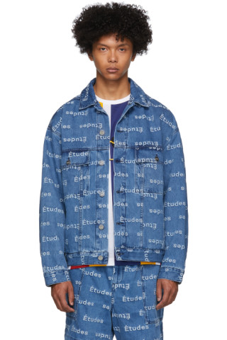 Études: Blue Denim Logo Vertige Jacket | SSENSE