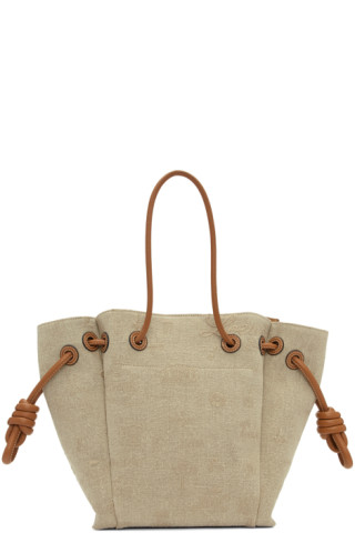 Loewe: Off-White & Tan Logo Flamenco Knot Tote | SSENSE