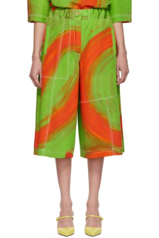 Loewe: Green & Orange Oversize Print Trousers | SSENSE