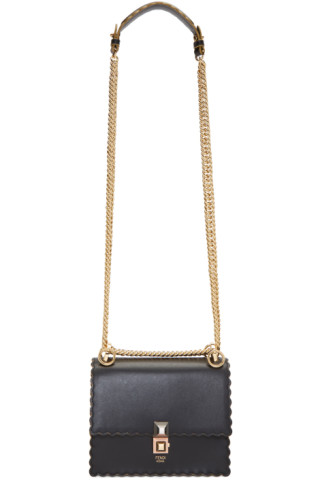 Fendi: Black Small Scalloped 'Kan I' Bag | SSENSE