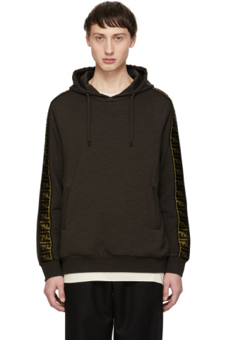 Fendi: Brown 'Forever Fendi' Tape Hoodie | SSENSE