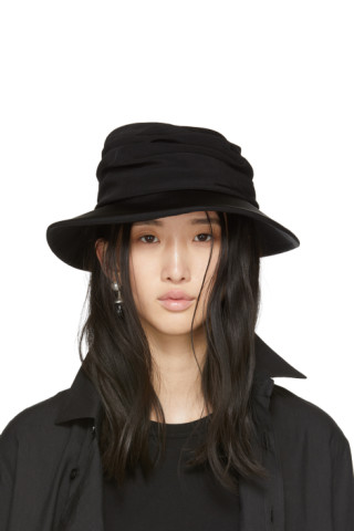 Y's: Black Gather Cloche Hat | SSENSE