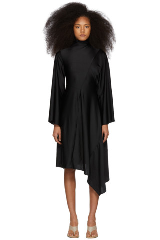 AMBUSH: Black 'Waves' Patchwork Drape Dress | SSENSE