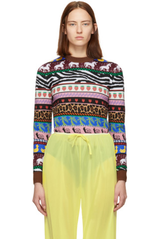 Miu Miu: Multicolor Jacquard Patterns Sweater | SSENSE Canada