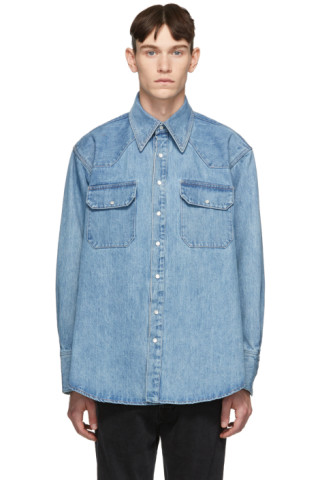 Matthew Adams Dolan: Indigo Denim Western Shirt | SSENSE