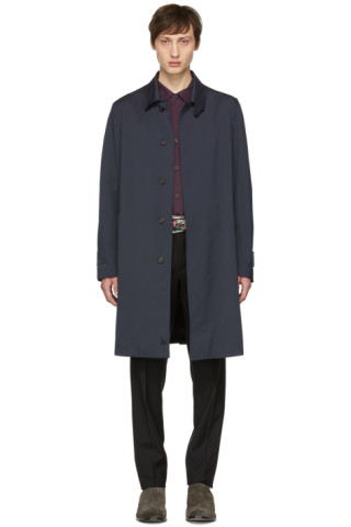 Brioni: Blue Packable Travel Coat | SSENSE