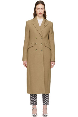 Alexachung Tan Double-Breasted Tailored Coat Alexachung