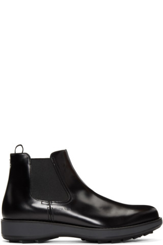 Prada: Black Rois Chelsea Boots | SSENSE Canada