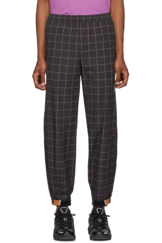 Wonders: Black Camp Grid Track Pants | SSENSE