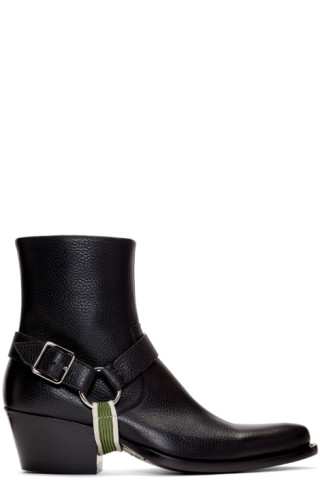 Calvin Klein 205W39NYC: Black Tex Harness Boots | SSENSE