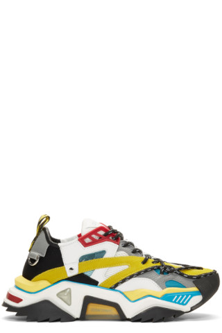 Calvin Klein 205W39NYC: Blue & Yellow Strike 205 Sneakers | SSENSE UK