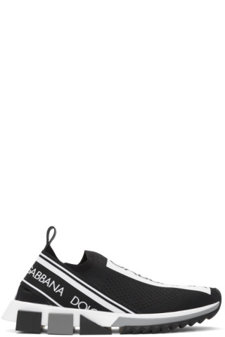 Dolce & Gabbana: Black & White Sorrento Slip-On Sneakers | SSENSE
