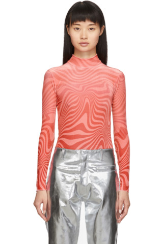 Marine Serre: SSENSE Exclusive Pink Psychedelic Zebra Turtleneck | SSENSE