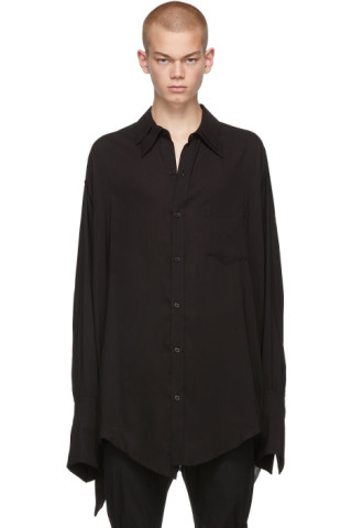 Sulvam: Black Double Collar Shirt | SSENSE