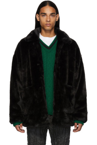 Doublet: Black Faux-Fur Hand-Painted Jacket | SSENSE