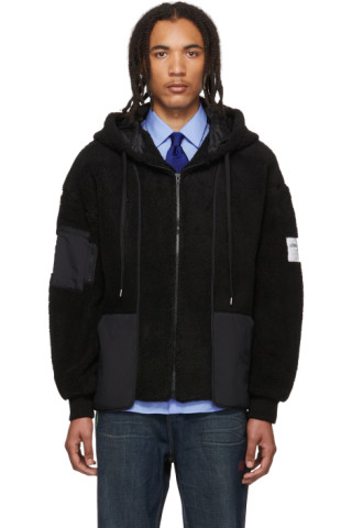 ADER error: Black Pyon Fleece Hoodie | SSENSE