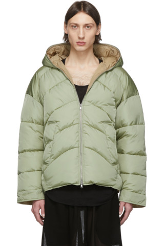 Green Duvet Puffer Jacket by Random Identities on Sale