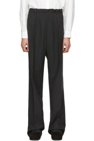 Random Identities: Black Elasticized Waist Trousers | SSENSE