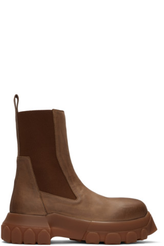 Rick Owens: Brown Bozo Tractor Beatles Chelsea Boots | SSENSE