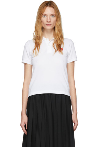 Comme des Garçons Play: White Heart Patch Polo | SSENSE