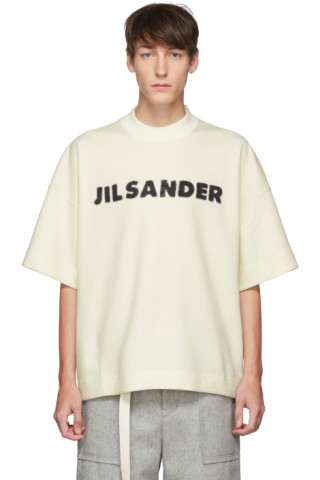 Jil Sander: Off-White Wool Boxy T-Shirt | SSENSE