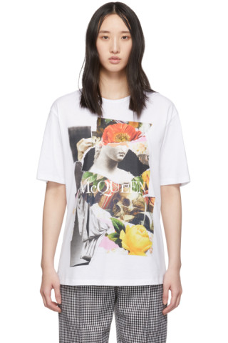 Alexander McQueen: White Collage T-Shirt | SSENSE