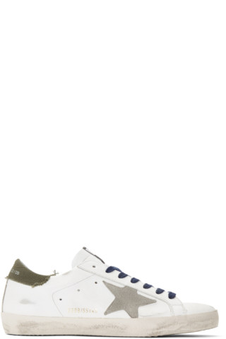 Golden Goose: White & Khaki Superstar Sneakers | SSENSE