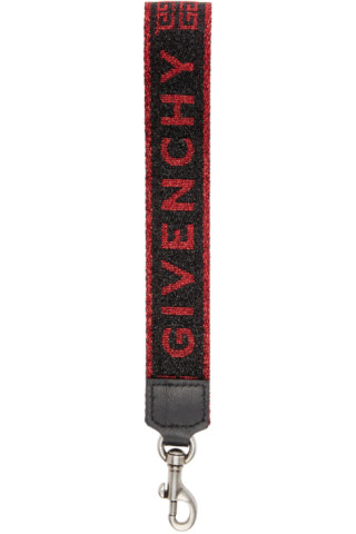 Givenchy: Black & Red Lurex Lanyard Keychain | SSENSE